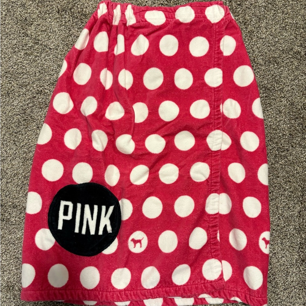NWOT Victoria's Secret PINK Towel Wrap Polka Dots Pink Logo -  One Size Fits All